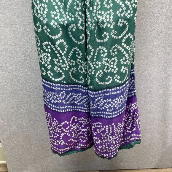 Newport News Wide Leg Jumpsuit Womens Plus 18 Boho Halter Top Open Back Green - Picture 7 of 12